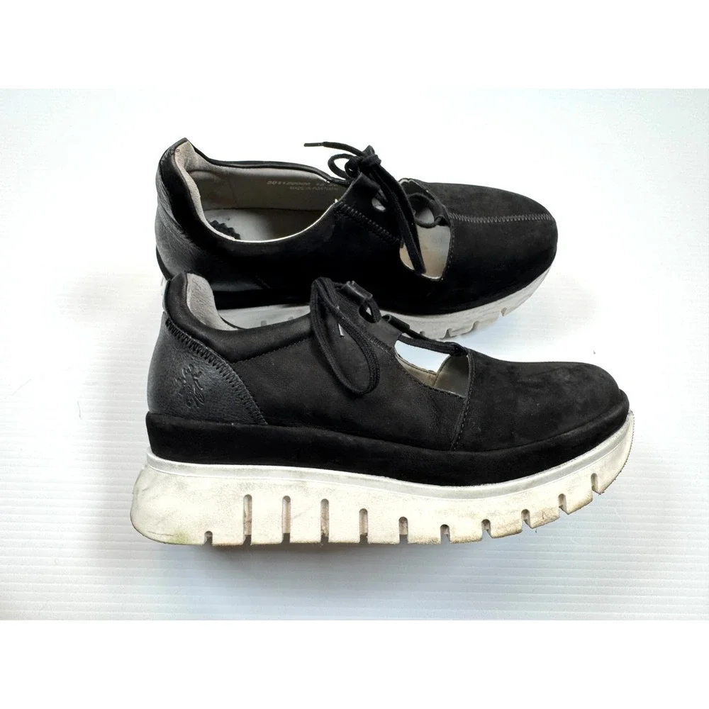 Fly London Bump Platform Wedge Sneakers Women 39 US 8-8.5  Lace Up Suede Comfort